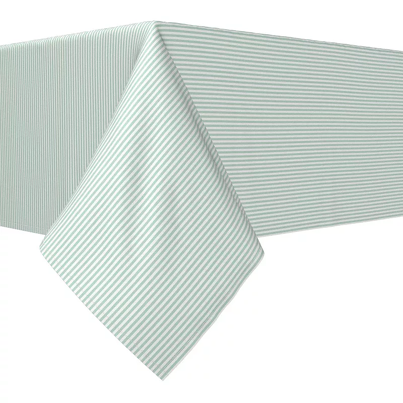 Square Tablecloth， 100% Polyester， 54x54， Pinstripes， Celadon and White