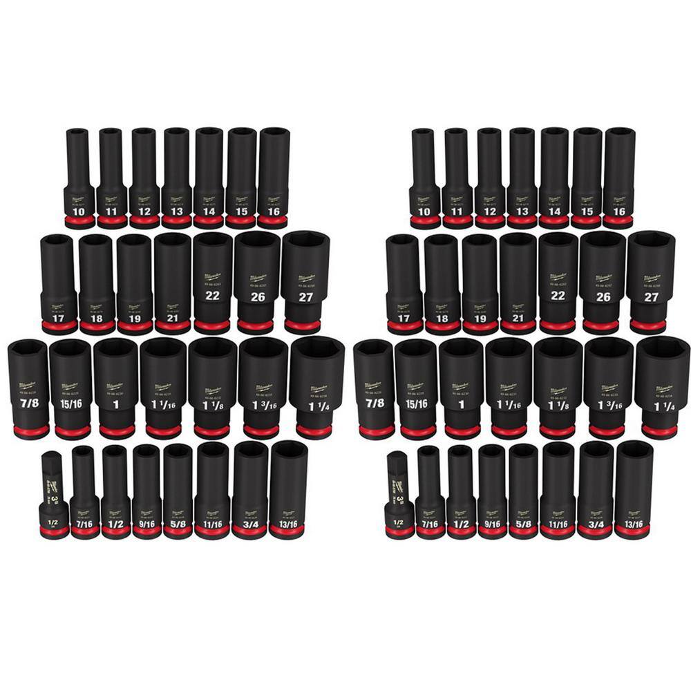 MW SHOCKWAVE 12 in. Drive SAE and Metric 6 Point Impact Socket Set (58-Piece) 49-66-7016-49-66-7016