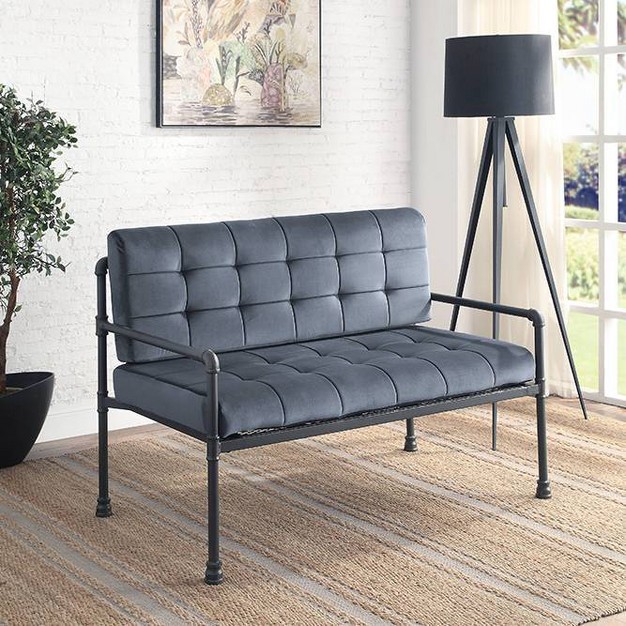 Brantley Sandy Gray Finish Loveseat Gray Velvet Acme Furniture