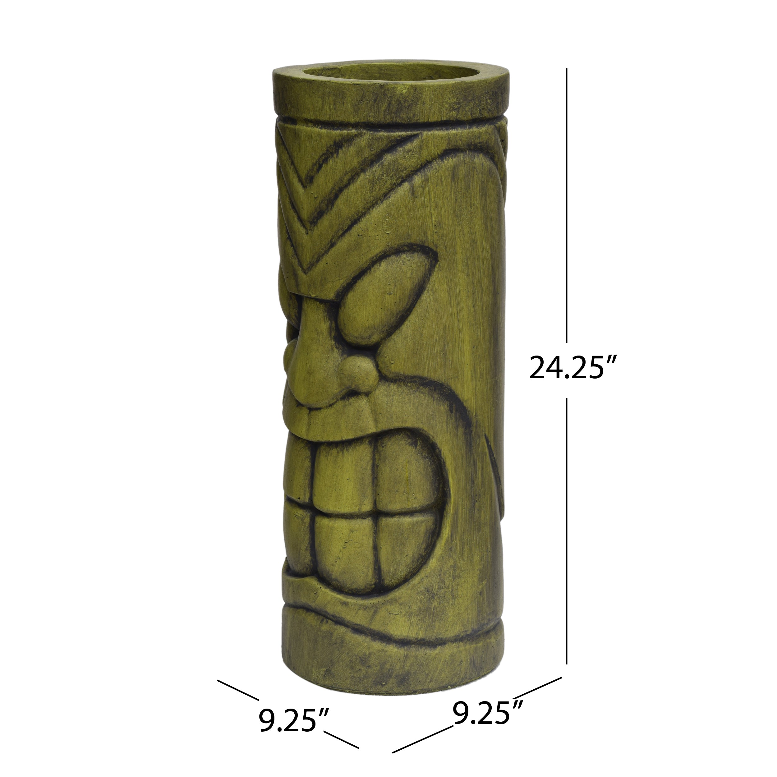 Jayleen Outdoor Tiki Urn, Antique Green Finish