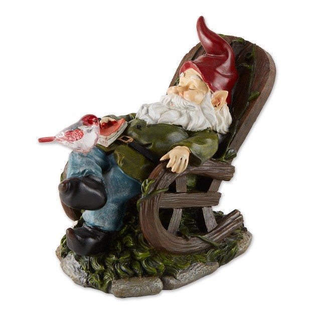 Polyresin Red Bird Rocking Chair Solar Garden Gnome Zingz amp Thingz