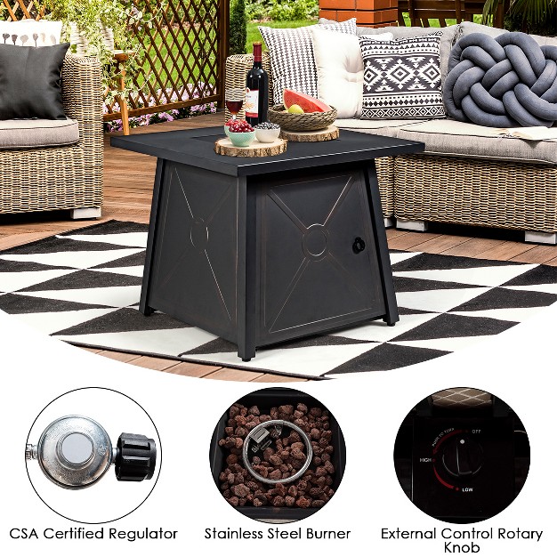 Propane Fire Pit Table Pe Wicker Space saving Sectional Sofa Set W Storage Box amp Cushions