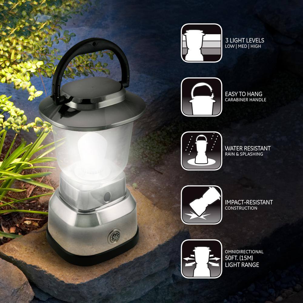 Enbrighten Battery Operated LED Nickel Plated Lantern 14210