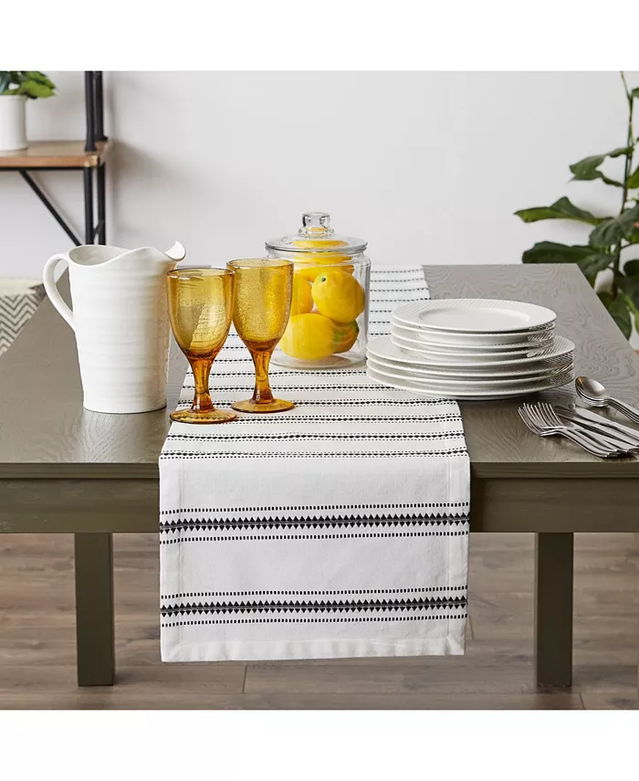 Design Imports Zig Dobby Stripe Table Runner