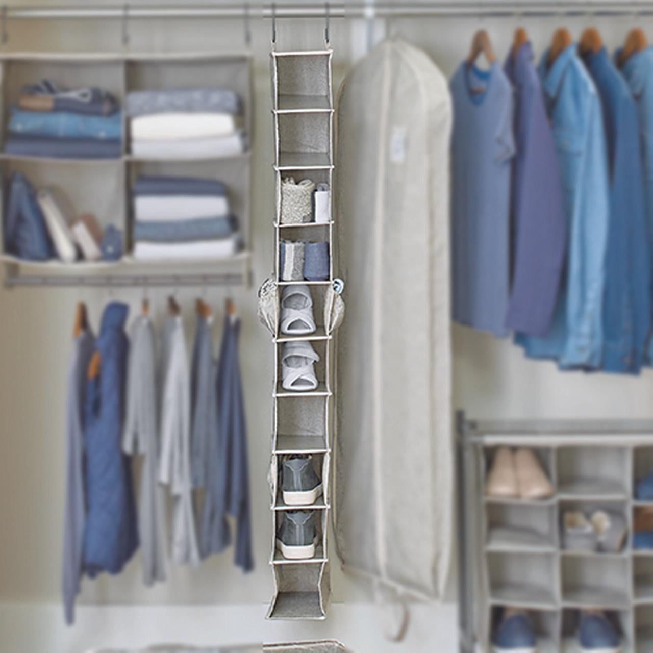 Better Homes & Gardens 10-Shelf Hanging Closet Organizer with 4 Side Pockets