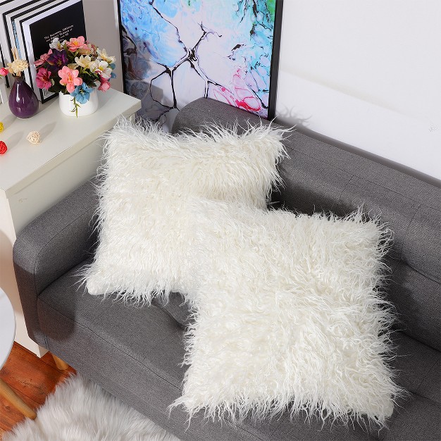 X 18 quot Faux Fur Soft Plush Shaggy Decorative Pillow Cover Piccocasa