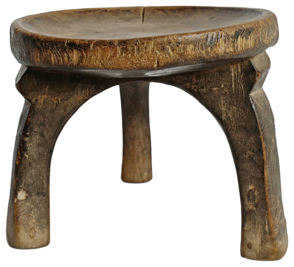 Consigned Tanzanian Wood Stool   Rustic   Accent And Garden Stools   by Design Mix Furniture  Houzz