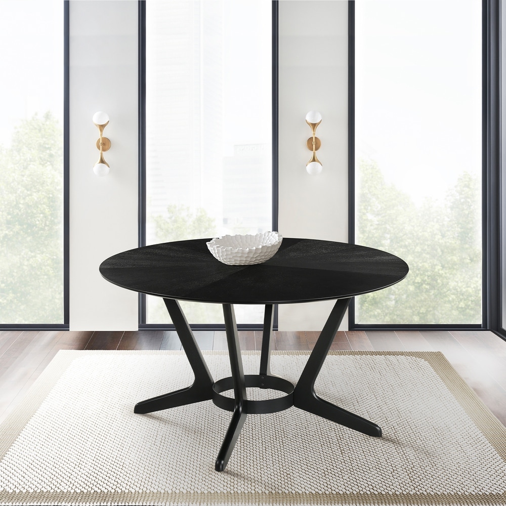 Santana Mid Century Modern Round Wood Dining Table