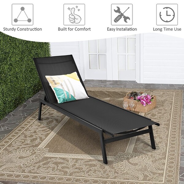 Costway Patio Lounge Chair Chaise Recliner Back Adjustable Garden