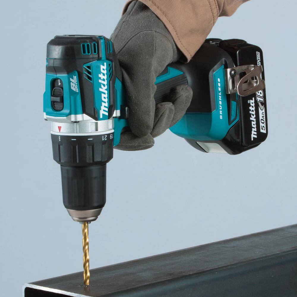 Makita 18V LXT Lithium-Ion Compact Brushless Cordless 12 in. Driver-Drill Kit with Two 5.0 Ah Batteries Charger Bag XFD12T