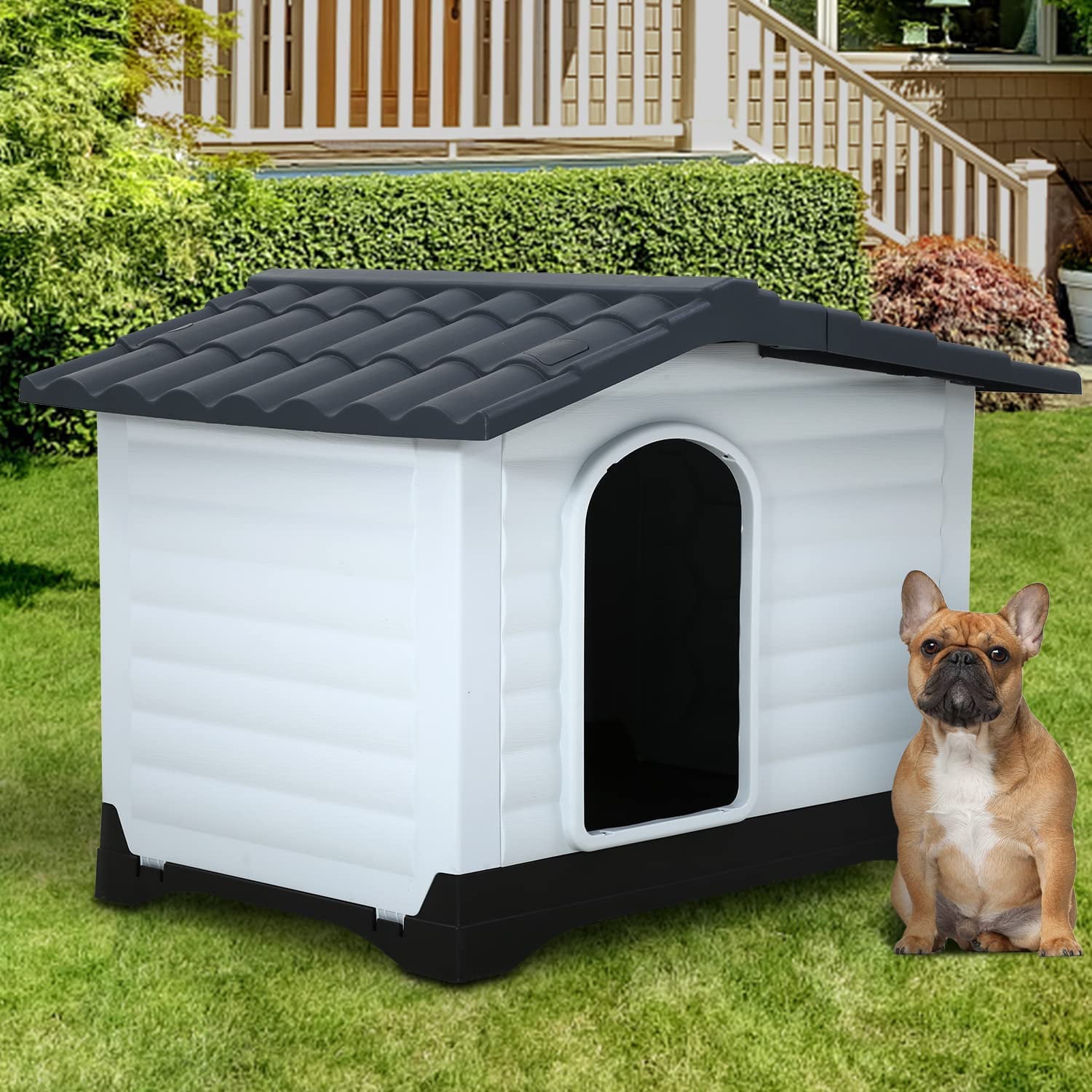 YRLLENSDAN Waterproof Dog Houses for Small Dogs Outdoor， Small Plastic Dog House Outdoor Small Pet House Weatherproof Dog House with Base Support and Air Vents