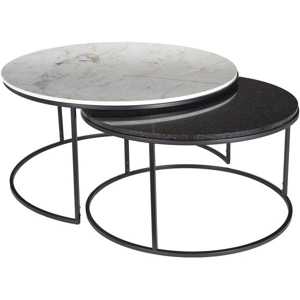 Primrose Round Nesting Coffee Tables with Genuine Marble Tops - 18