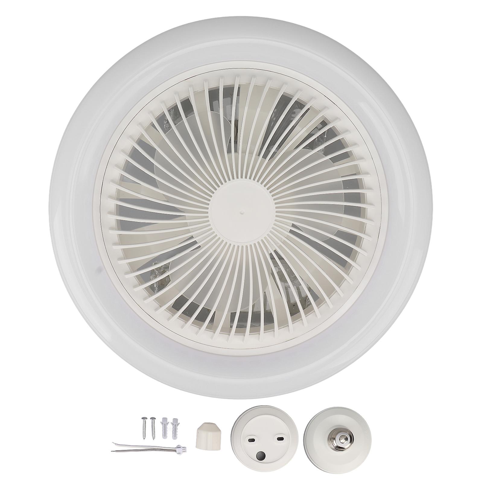 9.8in LED Ceiling Fan Light Quiet 3 Gears Ceiling Fan with E27 Lamp for Living Room 86‑265V White