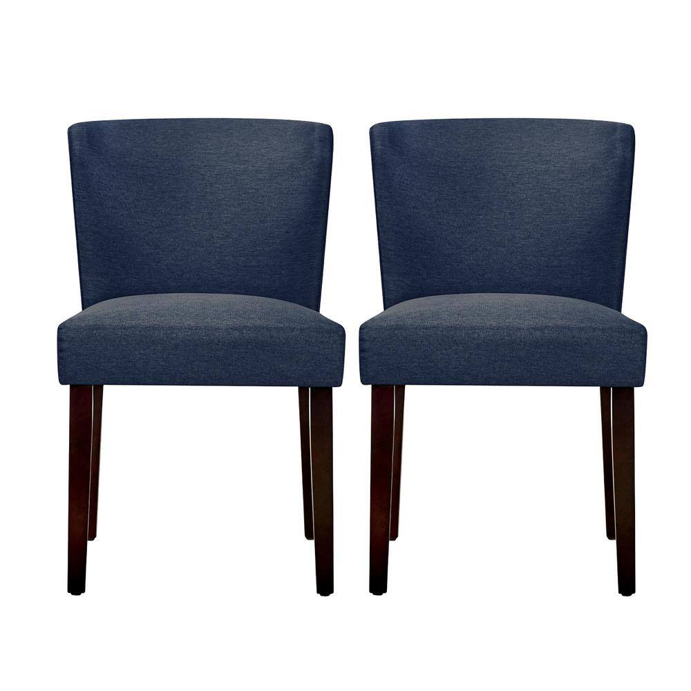 Homy Casa Cambodia Navy Upholstered Solid Wood Dining Chair(Set of 2) Cambodia midnight