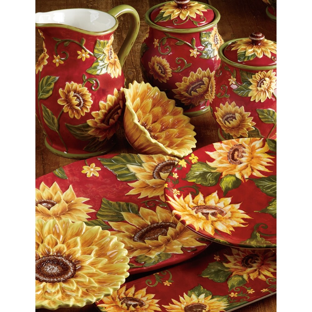 Certified International Sunset Sunflower 3 D Dessert Plates (Set of 4)