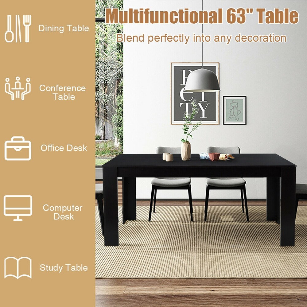 Gymax 63'' Dining Table Rectangular Modern Kitchen Table For 6 People   Coffee   See Details