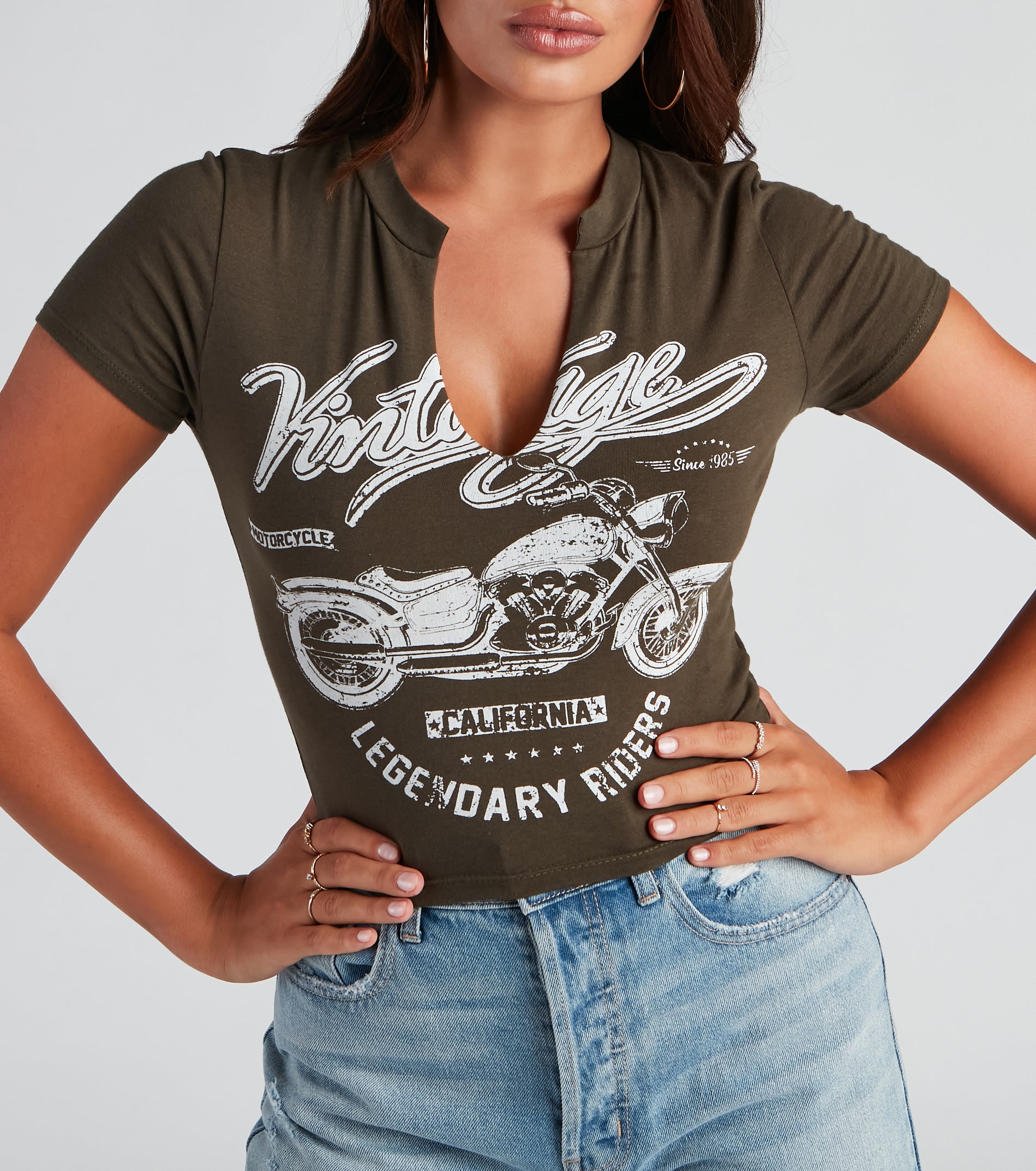 Vintage Moto Graphic Crop Tee