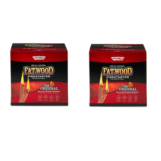 Betterwood 10lb Fatwood Natural Pine Firestarter 2 Pack For Campfire Bbq Or Pellet Stove Non toxic And Water Resistant