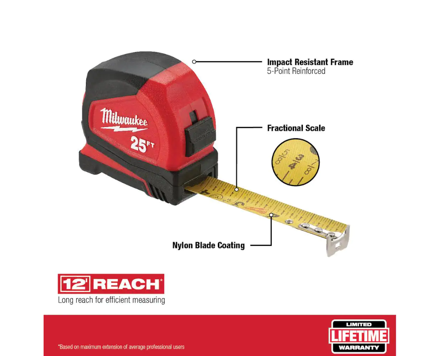 Milwaukee 48-22-8310-48-22-6625 10 in. PACKOUT Tote with 25 ft. Compact Tape Measure