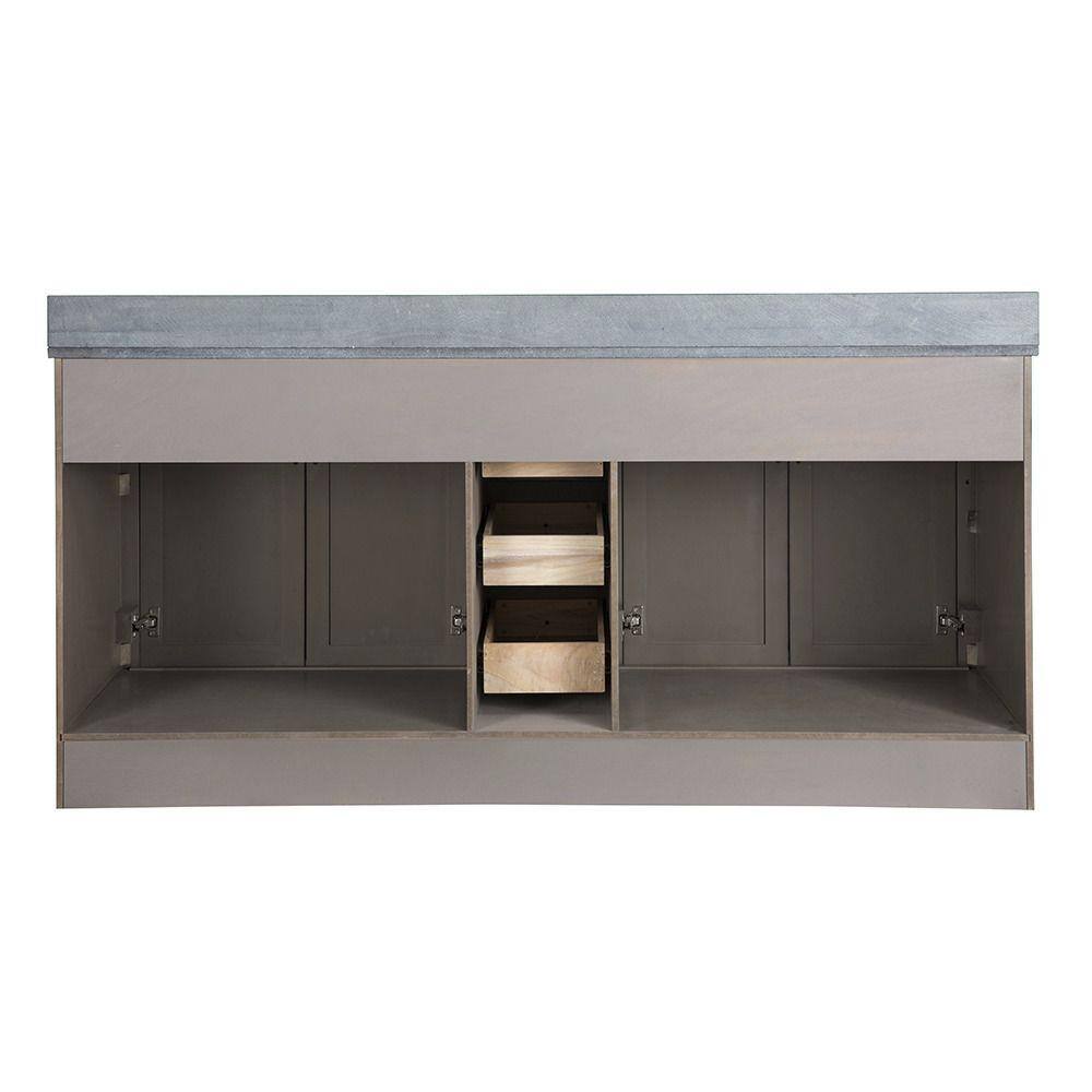 Home Decorators Collection Naples 60 in. W Bath Vanity Cabinet Only in Distressed Gray for Double Bowl NADGA6021D