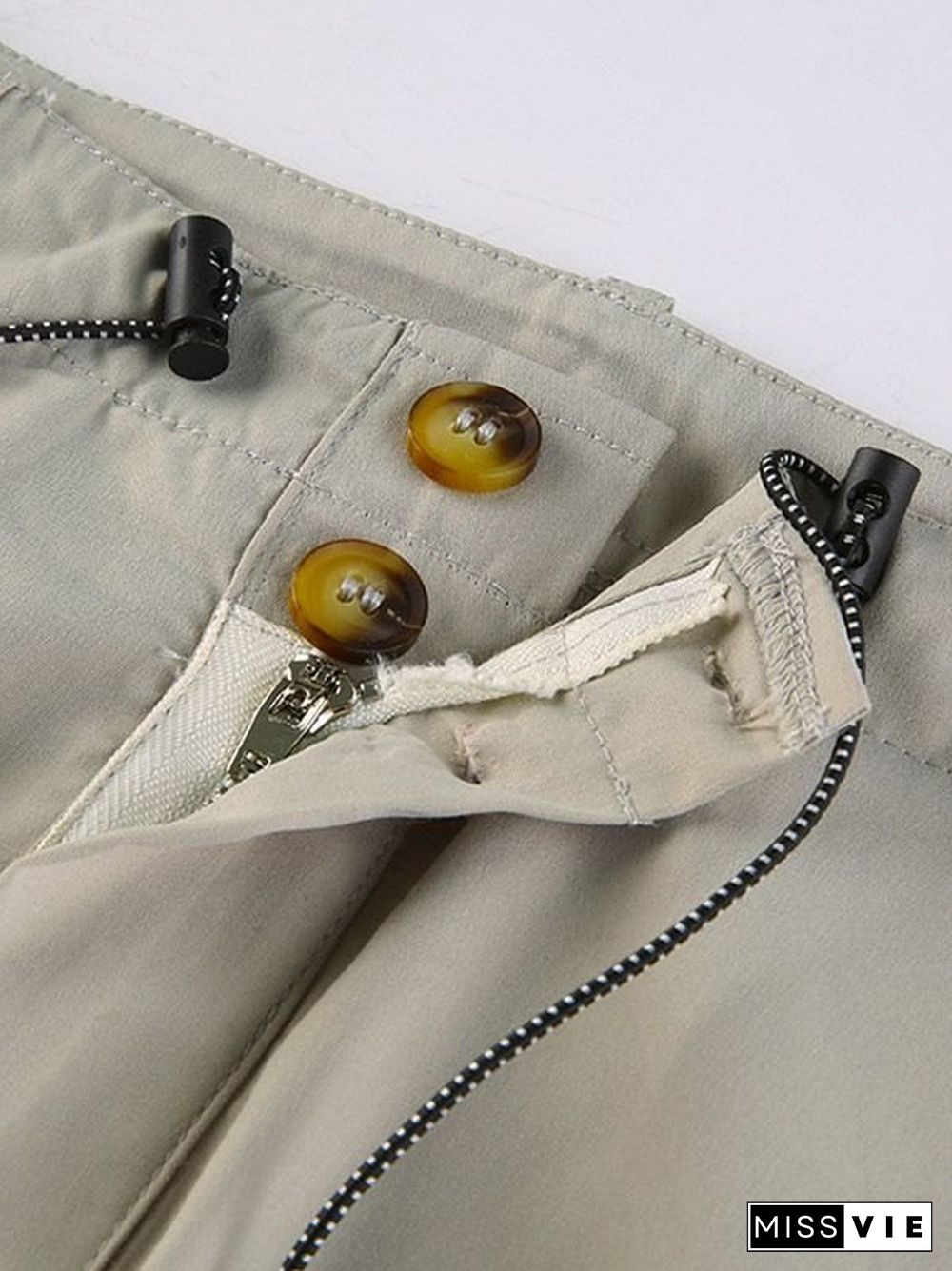 Drawstring Pocket Patch Size Friendly Parachute Cargo Pants