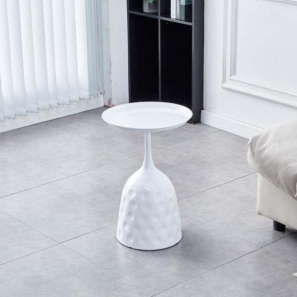 Grondin Modern Round Metal End Table， Sofa Side Table Snack Table Accent Table with Tray Top