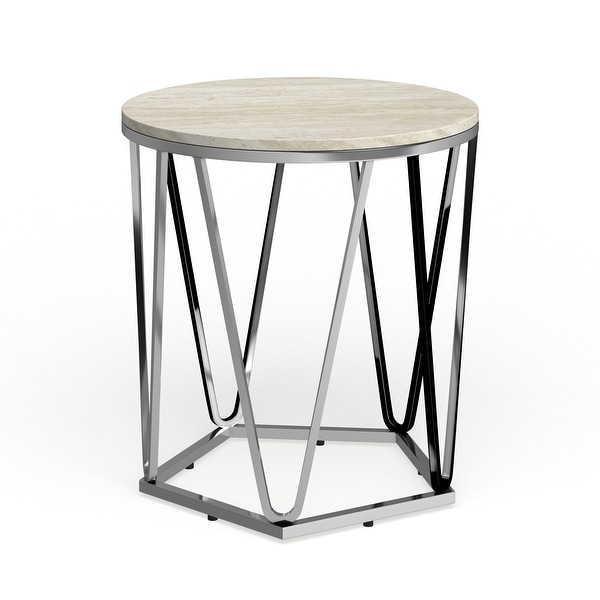 SEI Furniture Henderson Faux Marble Round Side Table