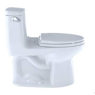 TOTO Eco UltraMax 1-Piece 1.28 GPF Single Flush Elongated ADA Comfort Height Toilet in Cotton White SoftClose Seat Included MS854114ELG#01