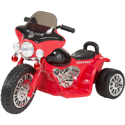 3 Wheel Mini Motorcycle Trike for Kids， Battery Powered Ride on Toy by Rockin? Rollers ? Toys for Boys and Girls， 2 - 5 Year Old ? Police Car Red