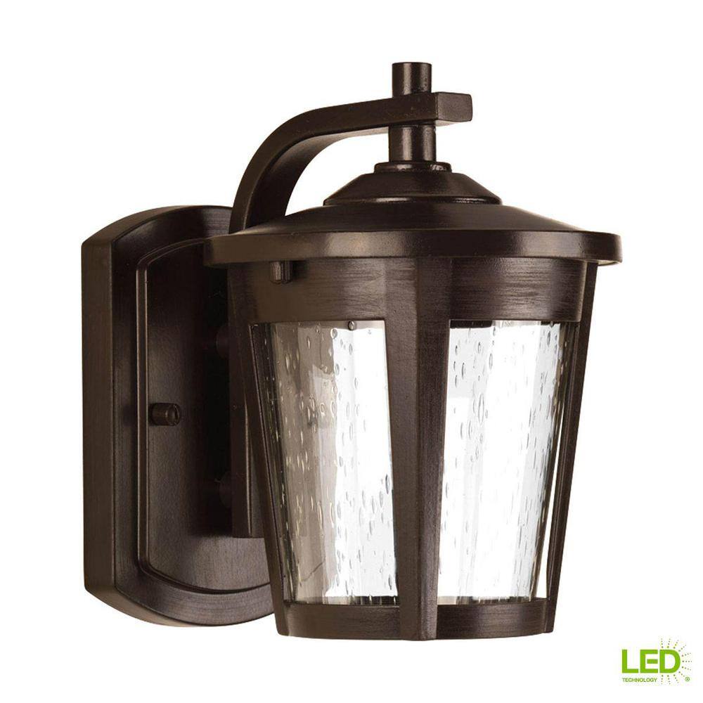 Progress Lighting East Haven LED Collection 1-Light Antique Bronze Clear Seeded Glass Transitional Outdoor Small Wall Lantern Light P6077-2030K9