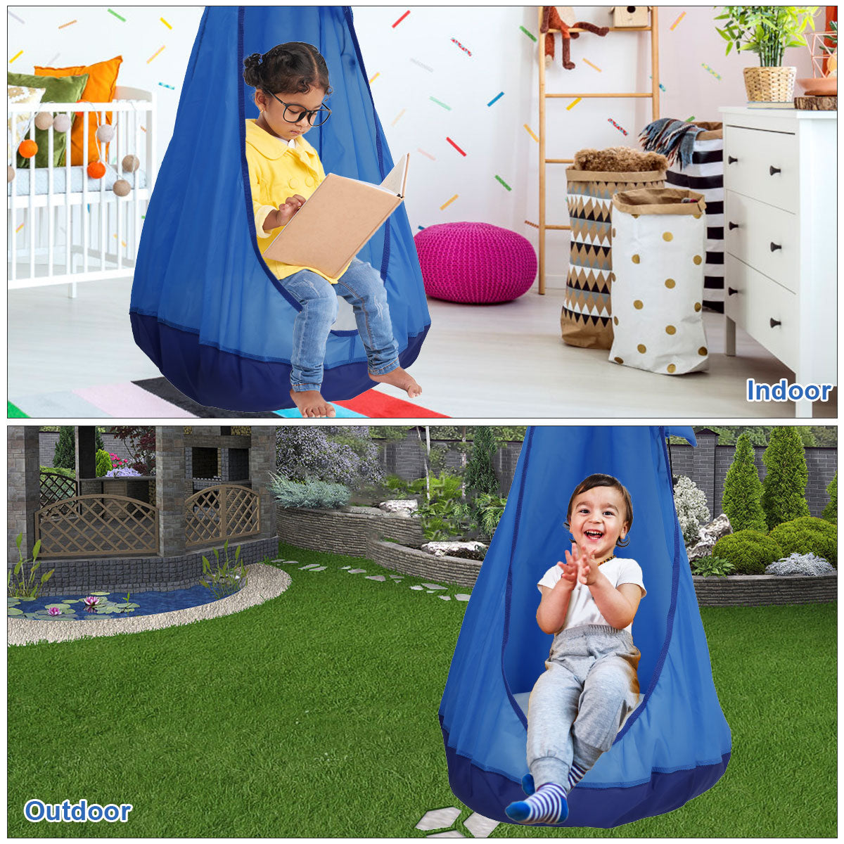 HOTBEST Kids Pod Swing Seat Hanging Seat Without Cushions Child Hammock Chair Indoor&Outdoor Durable Hanging Hammock Chair