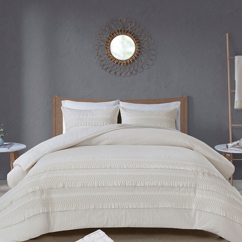 Madison Park Joelie 3 Piece Seersucker Duvet Cover Set with Shams