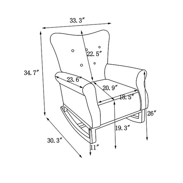 Modern High Back Armchair， Comfortable Rocking Chair Velvet Fabric Padded Seat， Living Room Accent Chairs with Wood Legs