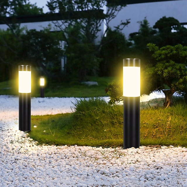 2pcs Pathway Lights Solar Outdoor Garden Lights Stainless Steel Waterproof LED Lawn Light Villa Backyard Street Lighting Courtyard Landscape Decoration Lamp