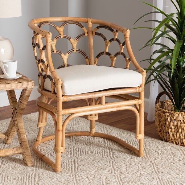 Aster Modern Bohemian Natural Brown Rattan Armchair