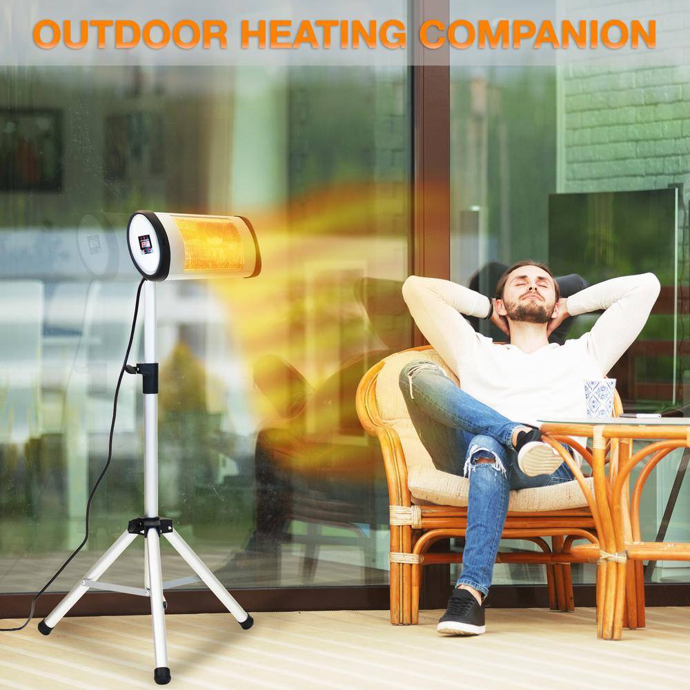 EdenBranch Adjustable Height Carbon Fiber Standing Patio Heater with Remote Control 1500-Watt 141013