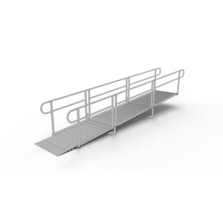 EZ-ACCESS PATHWAY 16 ft. Straight Aluminum Wheelchair Ramp Kit with Solid Surface Tread and 2-Line Handrails PS16S