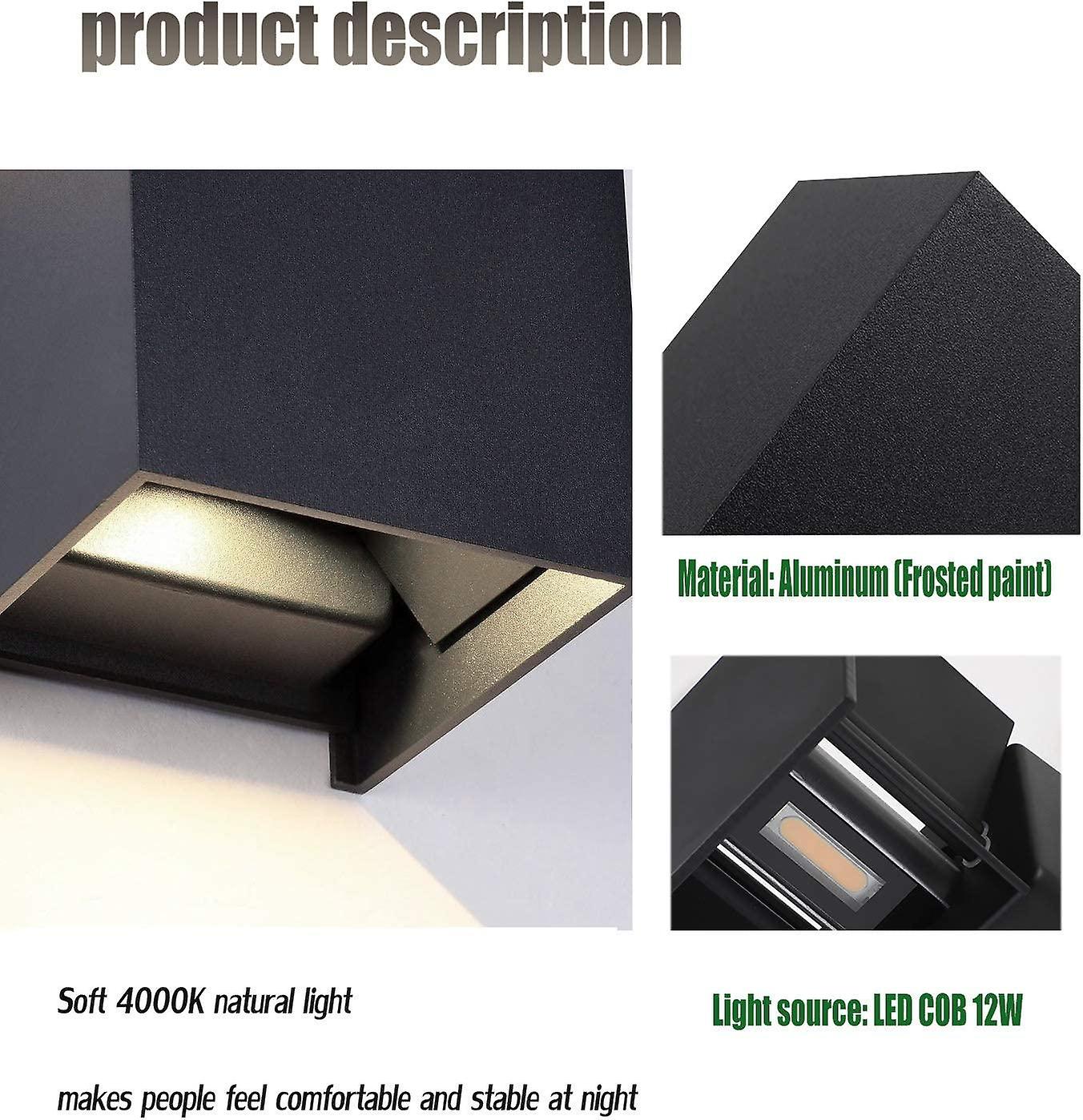 12W Modern LED Wall Light/Outdoor Wall Light， Waterproof Adjustable Beam Angle， Aluminum Alloy Housi