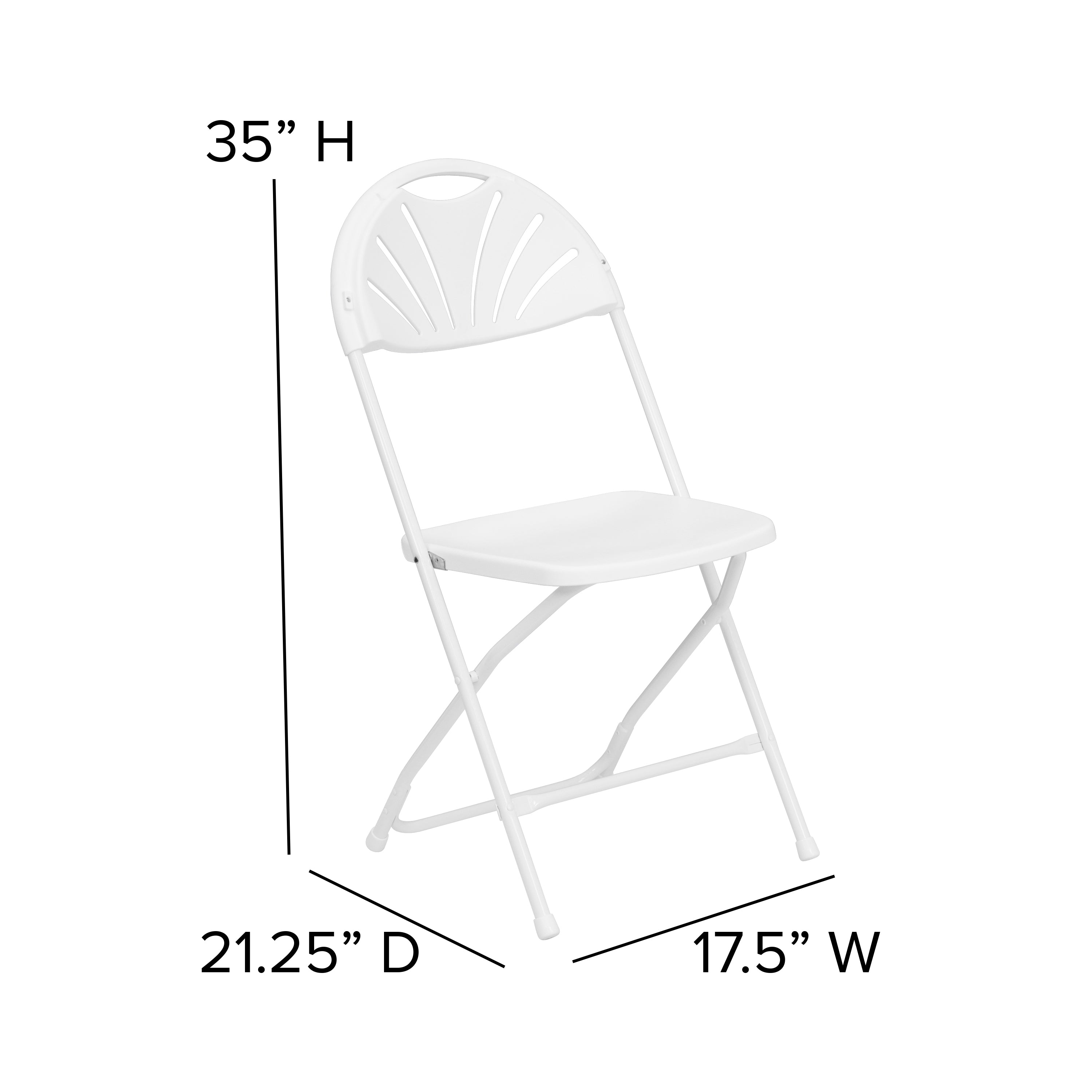 BizChair 8 Pack 650 lb. Capacity White Plastic Fan Back Folding Chair