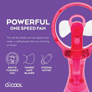 O2COOL Deluxe 3.07 in. Water Misting Personal Fan Raspberry FML0001