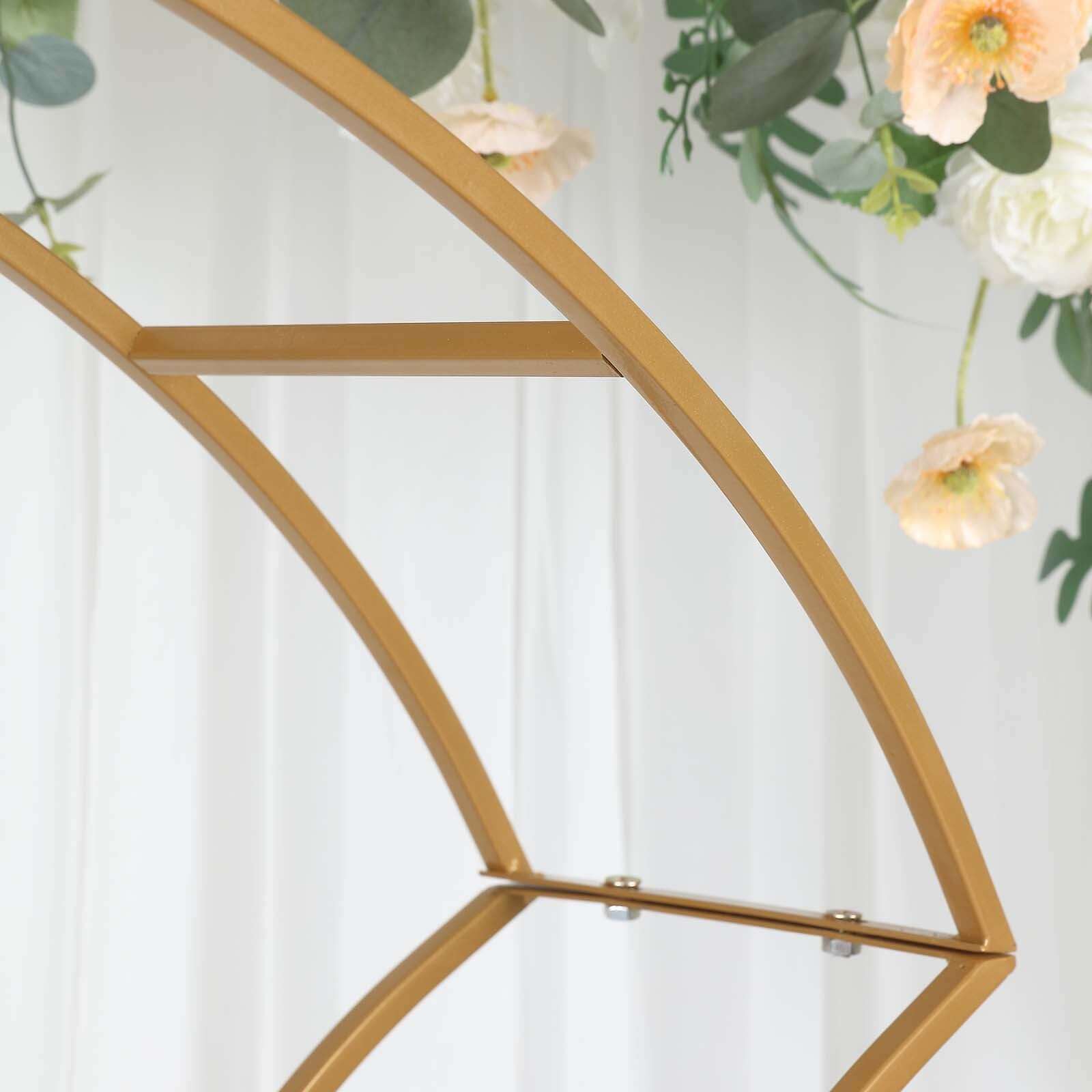 Gold Metal Floral Arch Frame Wedding Table Centerpiece Stand With Curvy Design, Large Table Display or Aisle Prop 38