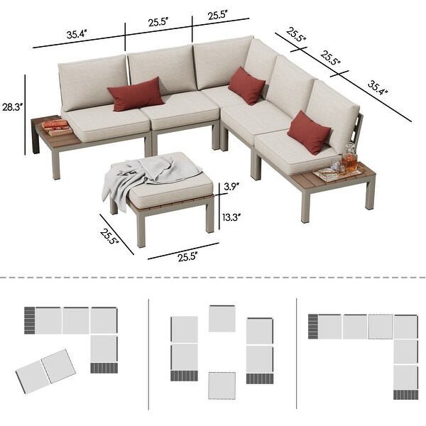 Corvus Fox Bay Aluminum Outdoor 6piece Sectional Sofa Set