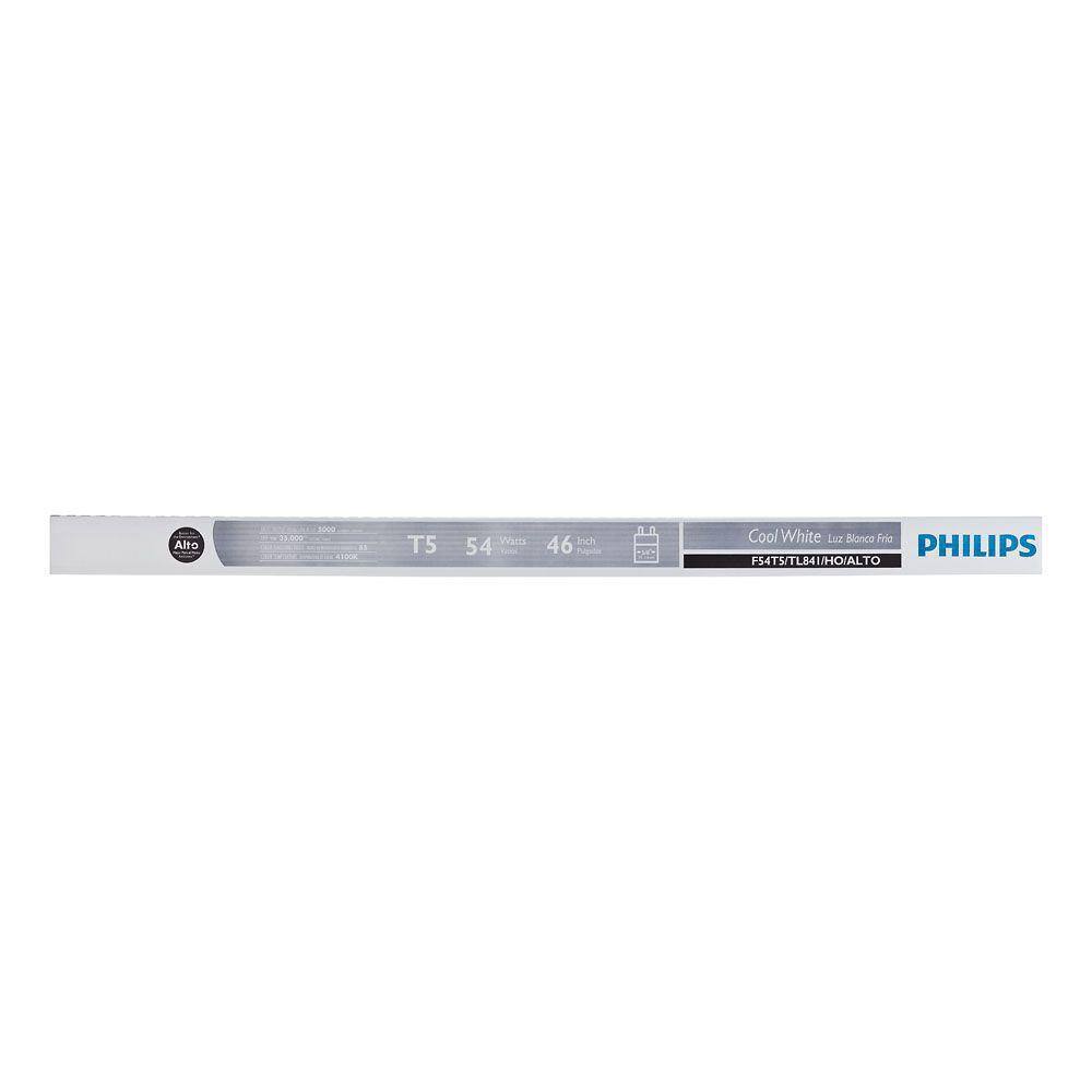 Philips 54-Watt 46 in. High Output Linear T5 Fluorescent Tube Light Bulb Cool White (4100K) (10-Pack) 564773