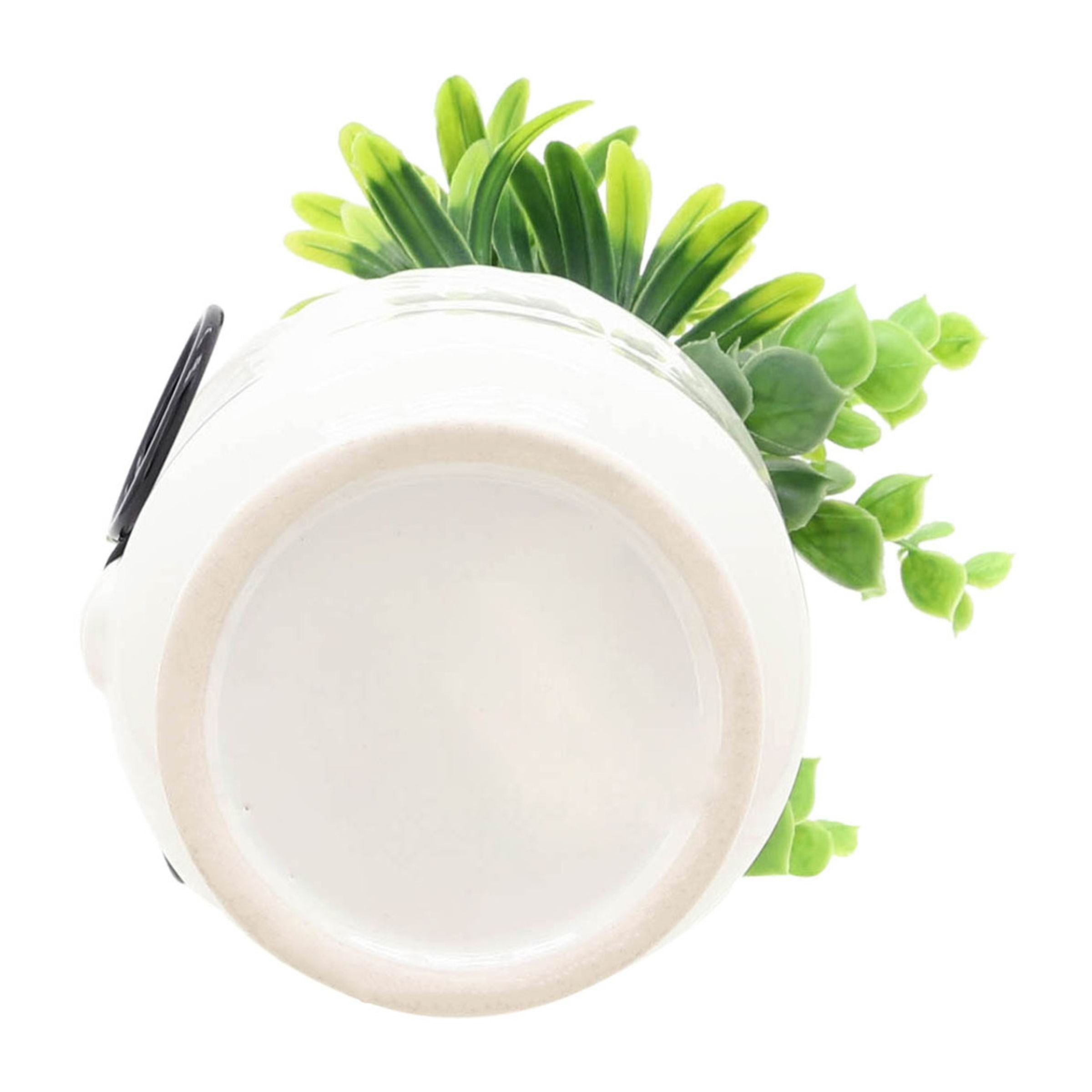 Face Ceramic Planter With Artificial Plants 10 Cm - White 16971-01