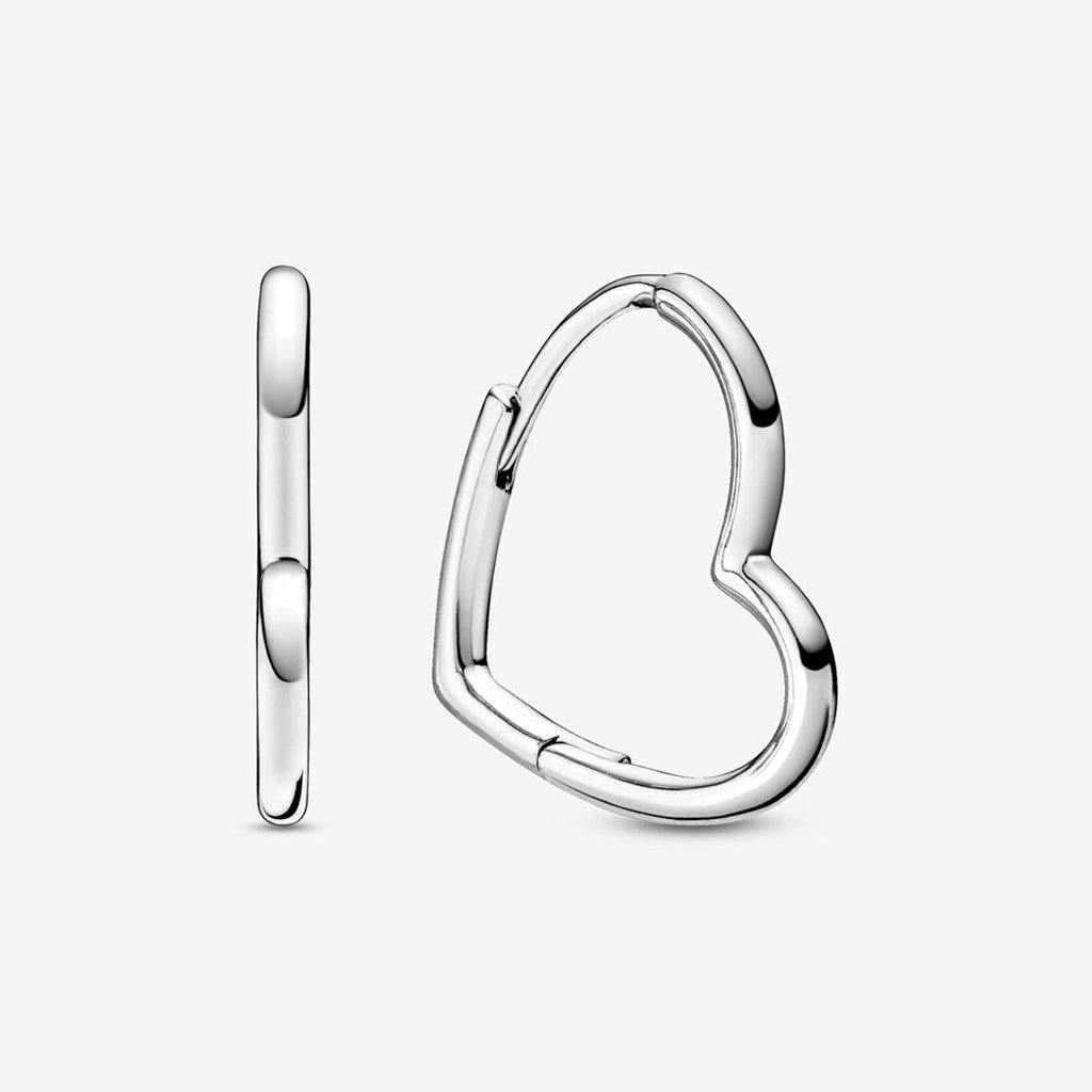 PANDORA  Asymmetrical Heart Hoop Earrings