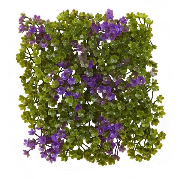 Nearly Natural 6-in X 6-in Purple and Green Clover Mat (set Of 12)