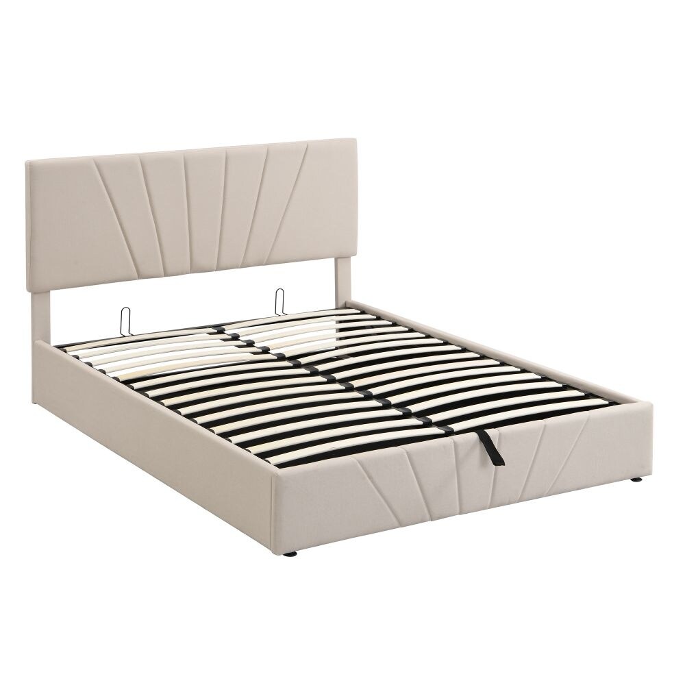 Queen size Upholstered Platform bed with a Hydraulic Storage System