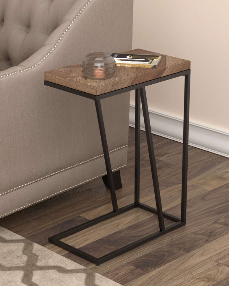 Sergio Chevron Rectangular Accent Table Tobacco   Modern   Side Tables And End Tables   by Modon  Houzz