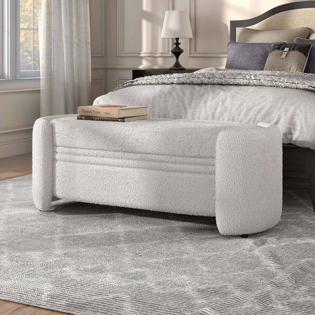 Makine Glam Boucle Storage Bench For Bedroom And Entryway Homes Inside Out