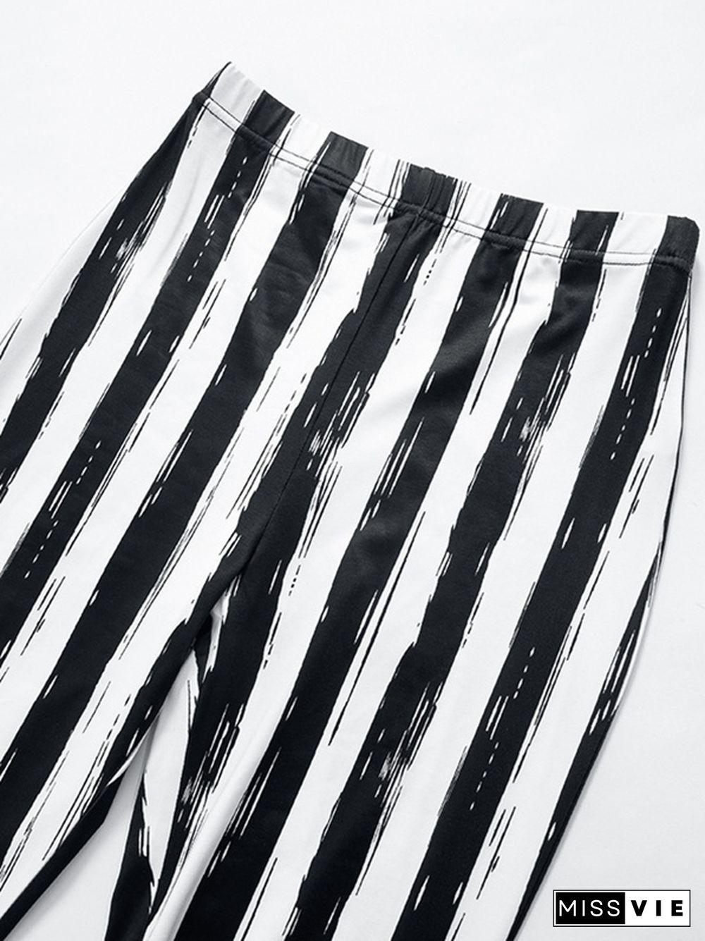 Contrast Color Striped High Rise Flare Leg Pants